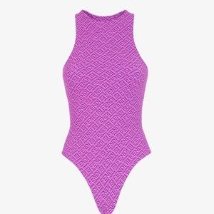 FENDI X SKIMS, Purple sleeveless thong bodysuit